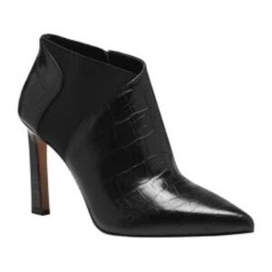 Vince Camuto Black Croc-Patterned Heeled Boots